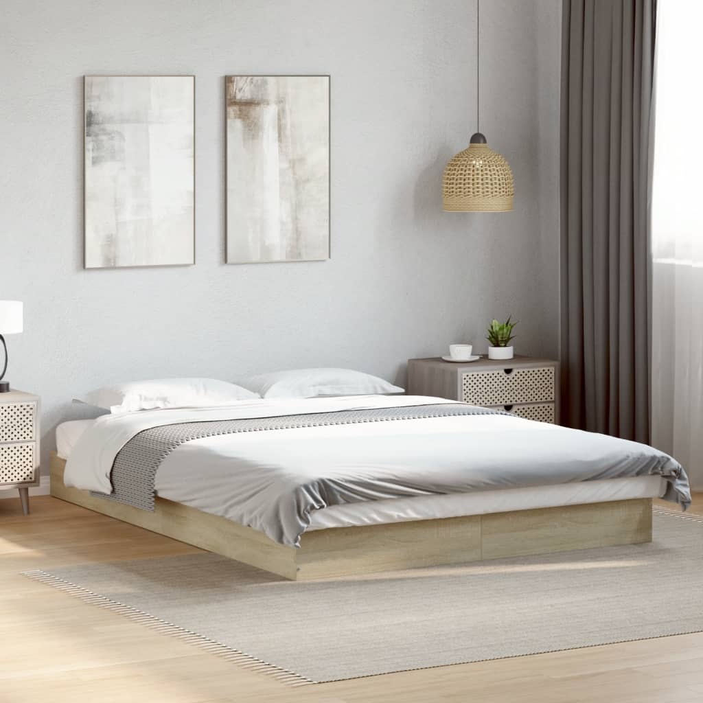 Bed frame Sonoma oak 135x190 cm wood material