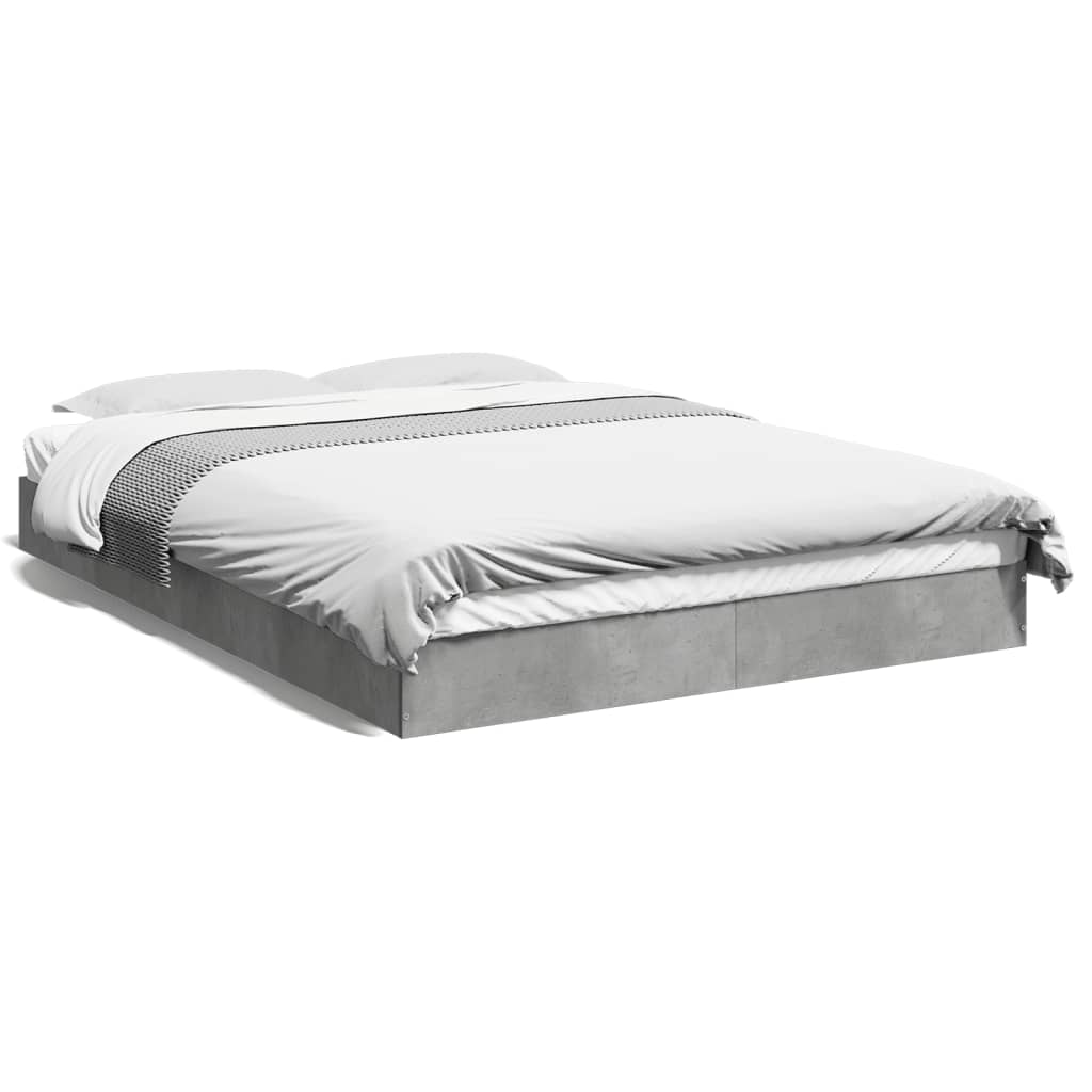 Bed frame concrete grey 135x190 cm wood material