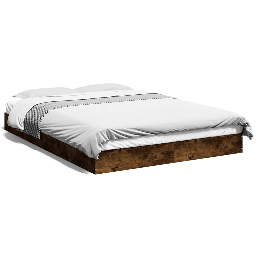 Bed frame smoked oak 135x190 cm wood material