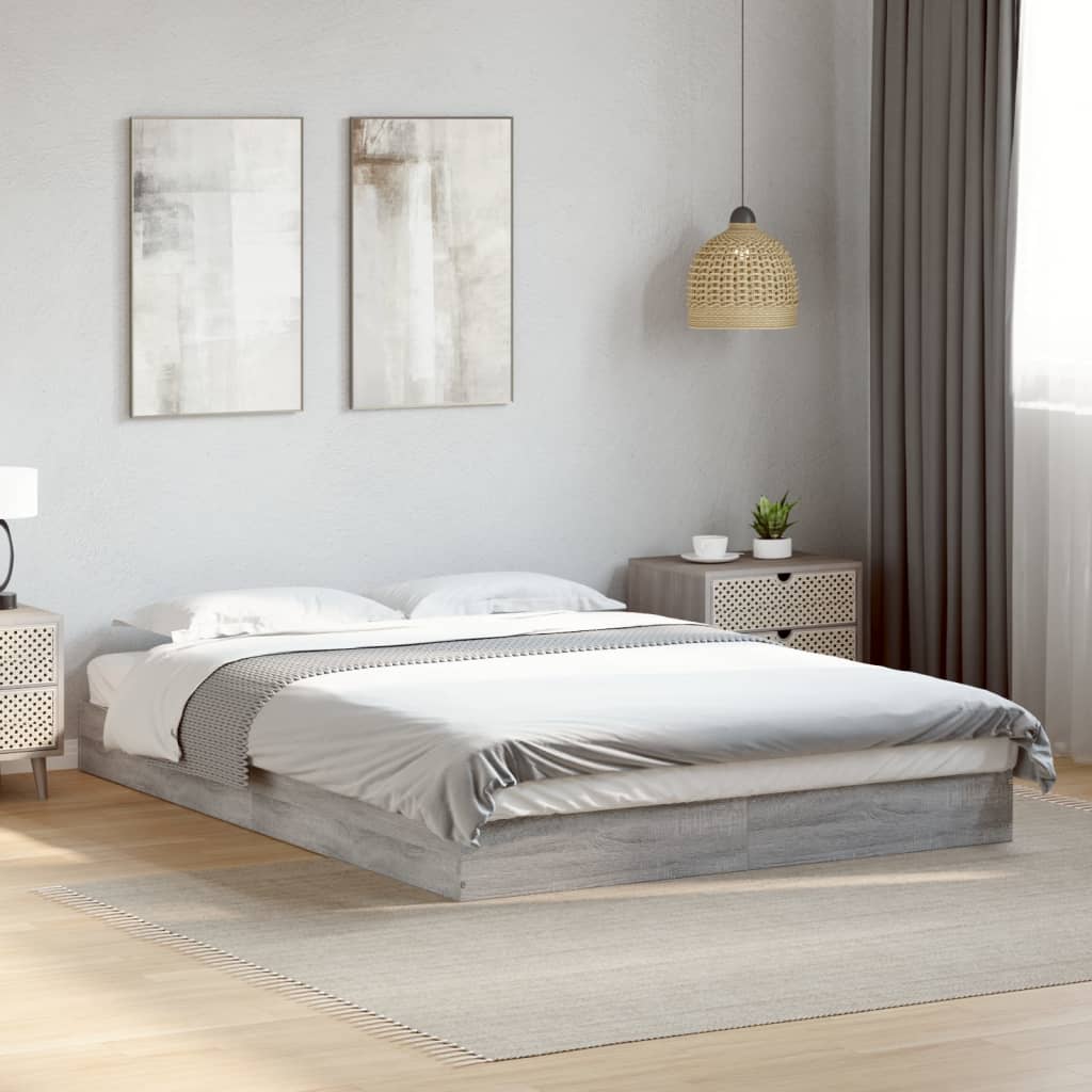 Bed frame Grey Sonoma 135x190 cm wood material