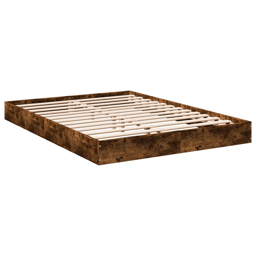 Bed frame without mattress smoked oak 120x190 cm wood material