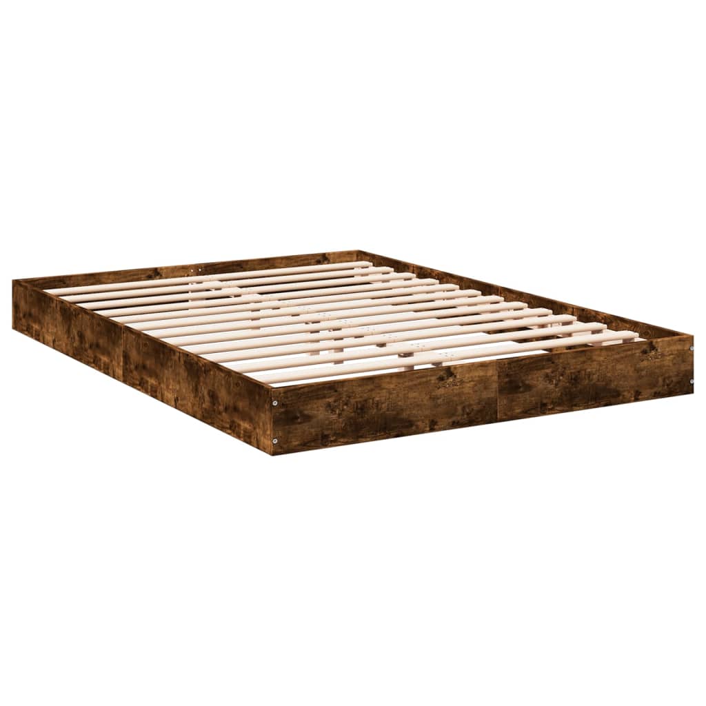 Bed frame without mattress smoked oak 120x190 cm wood material