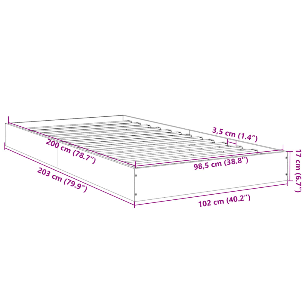 Bed frame white 100x200 cm wood material