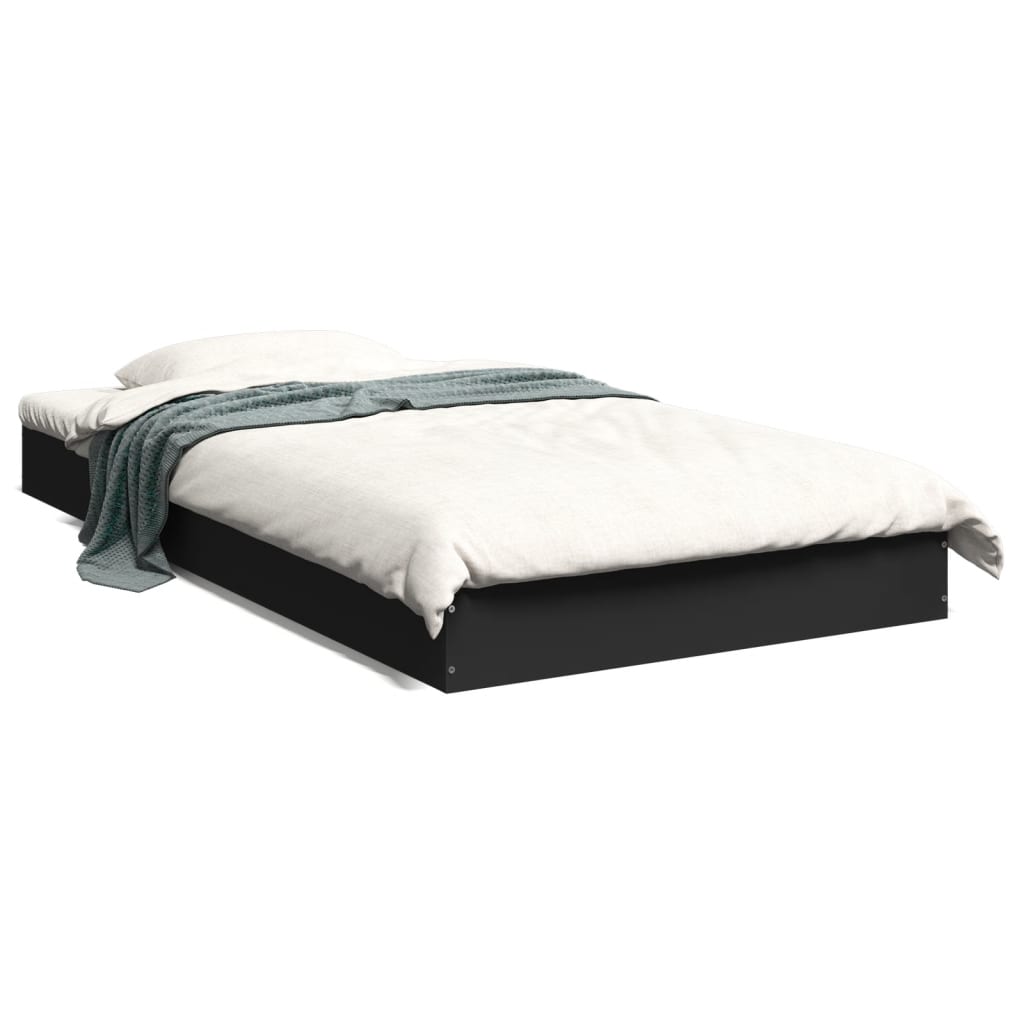 Bed frame black 100x200 cm wood material