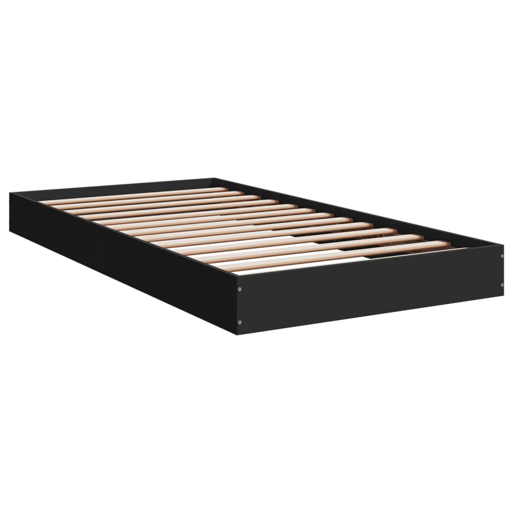 Bed frame black 100x200 cm wood material