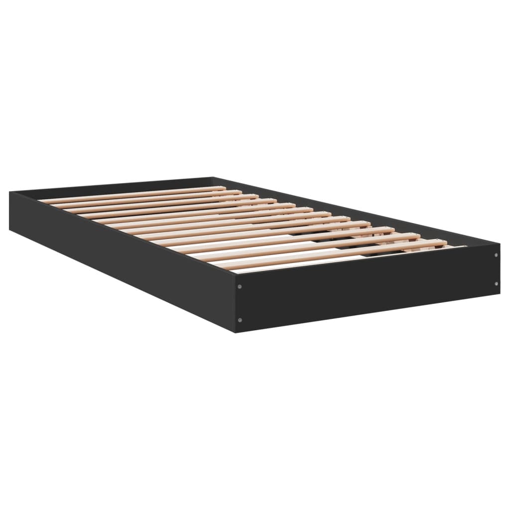 Bed frame black 100x200 cm wood material