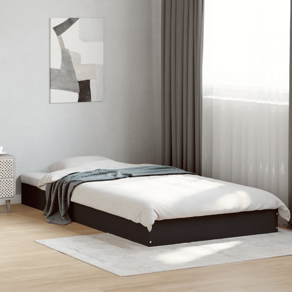 Bed frame black 100x200 cm wood material