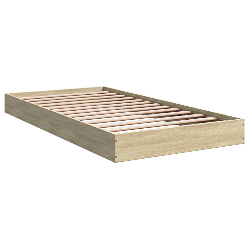 Bed frame without mattress Sonoma oak 100x200 cm wood material