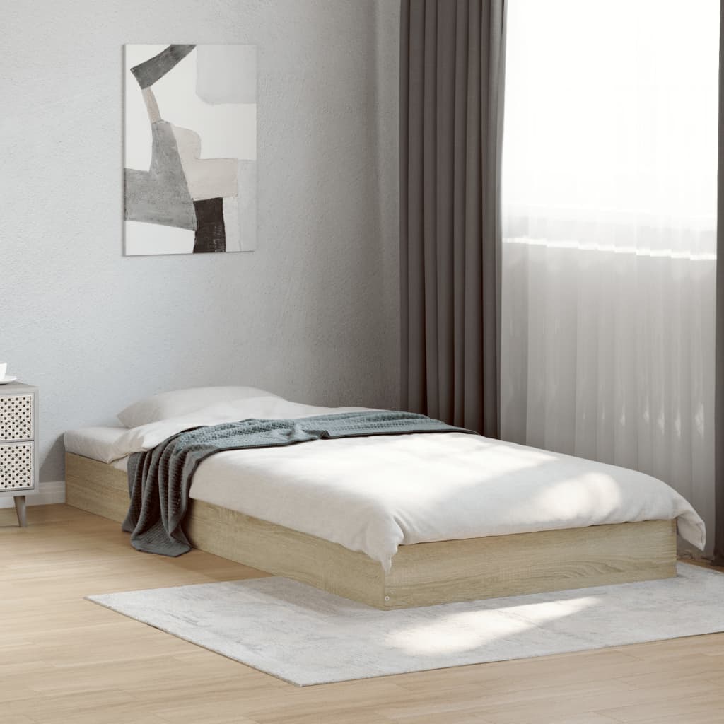 Bed frame without mattress Sonoma oak 100x200 cm wood material