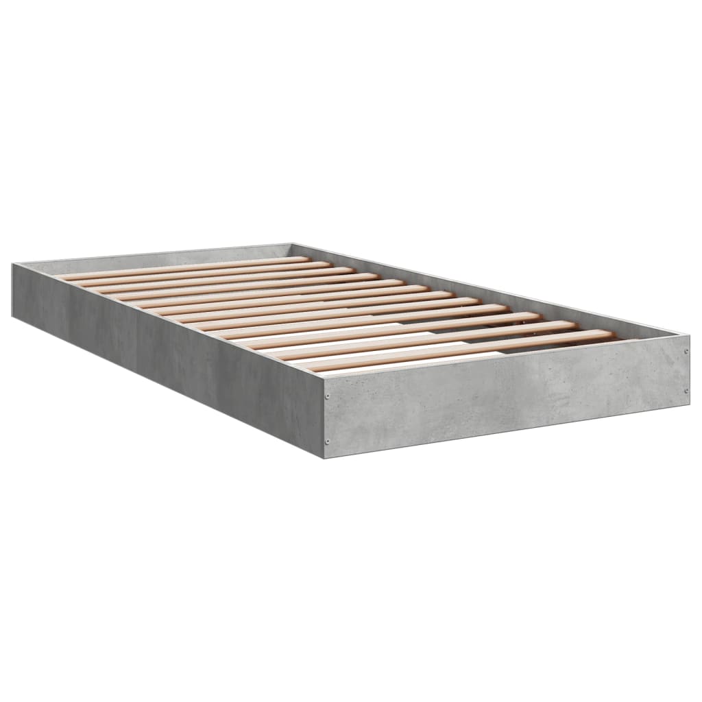 Bed frame concrete grey 100x200 cm wood material