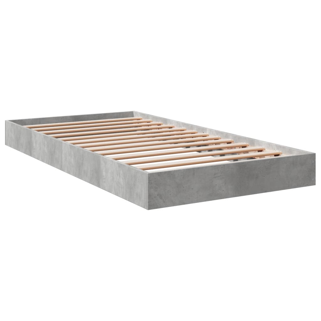 Bed frame concrete grey 100x200 cm wood material