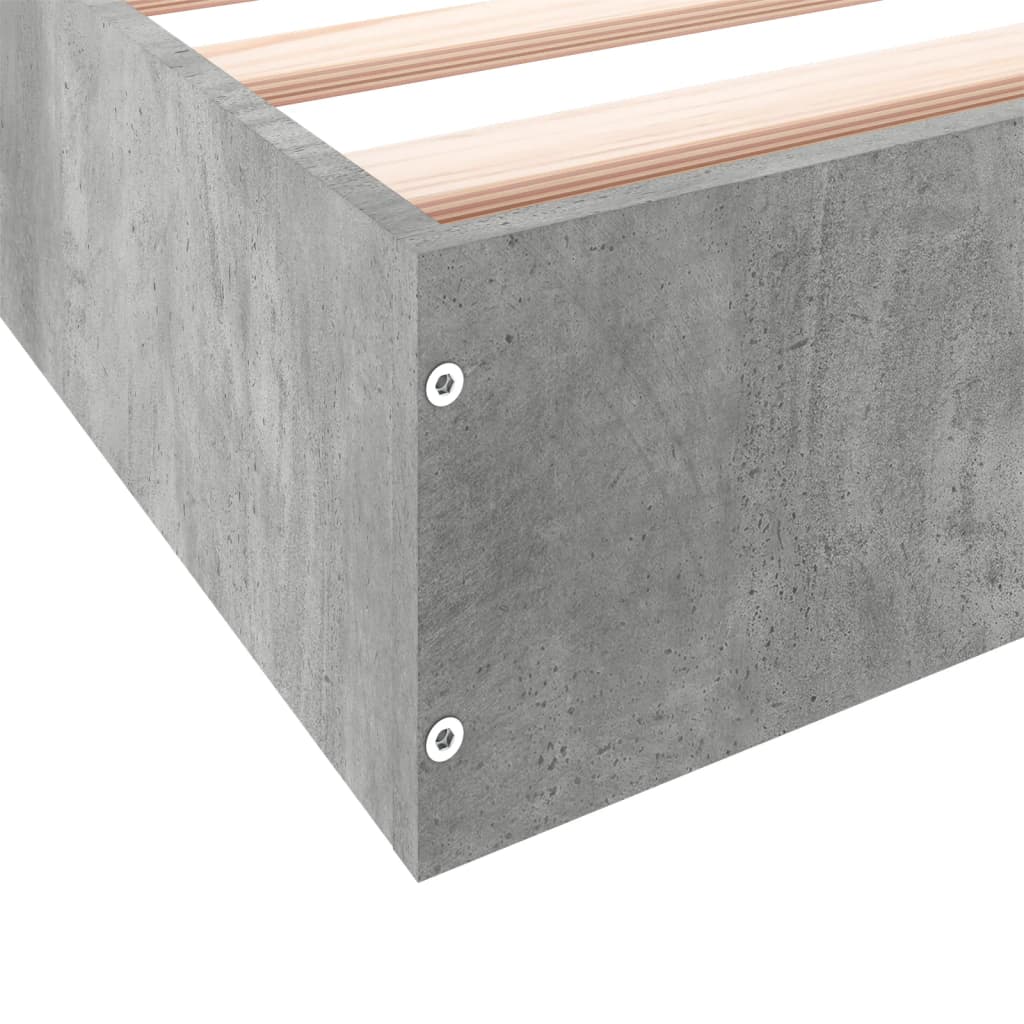 Bed frame concrete grey 100x200 cm wood material