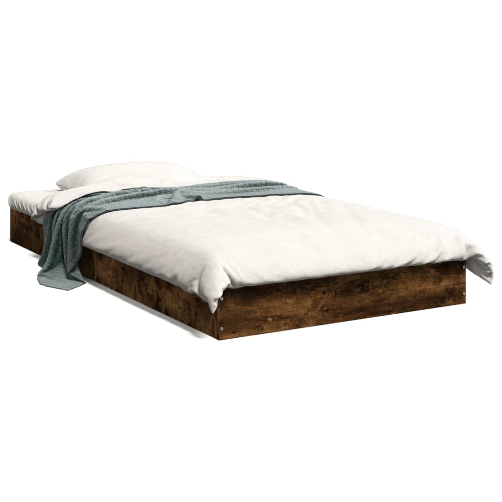 Bed frame without mattress smoked oak 100x200 cm wood material