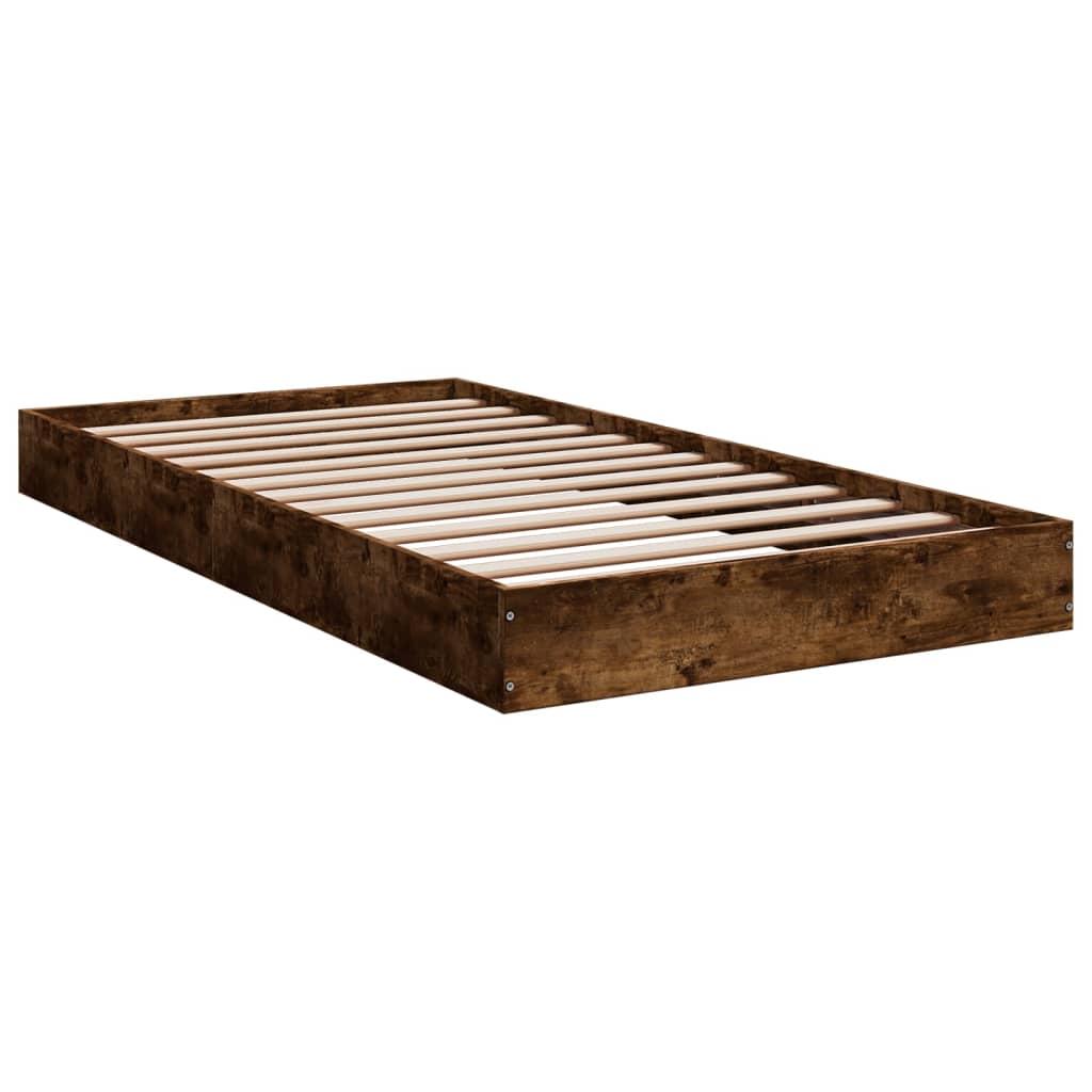 Bed frame without mattress smoked oak 100x200 cm wood material