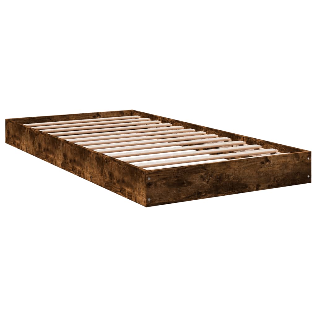 Bed frame without mattress smoked oak 100x200 cm wood material