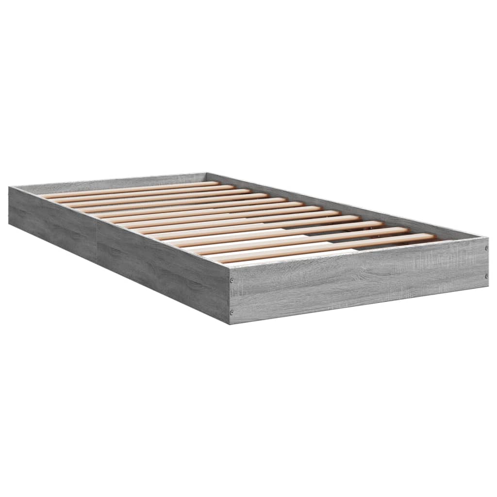 Bed frame Grey Sonoma 100x200 cm wood material