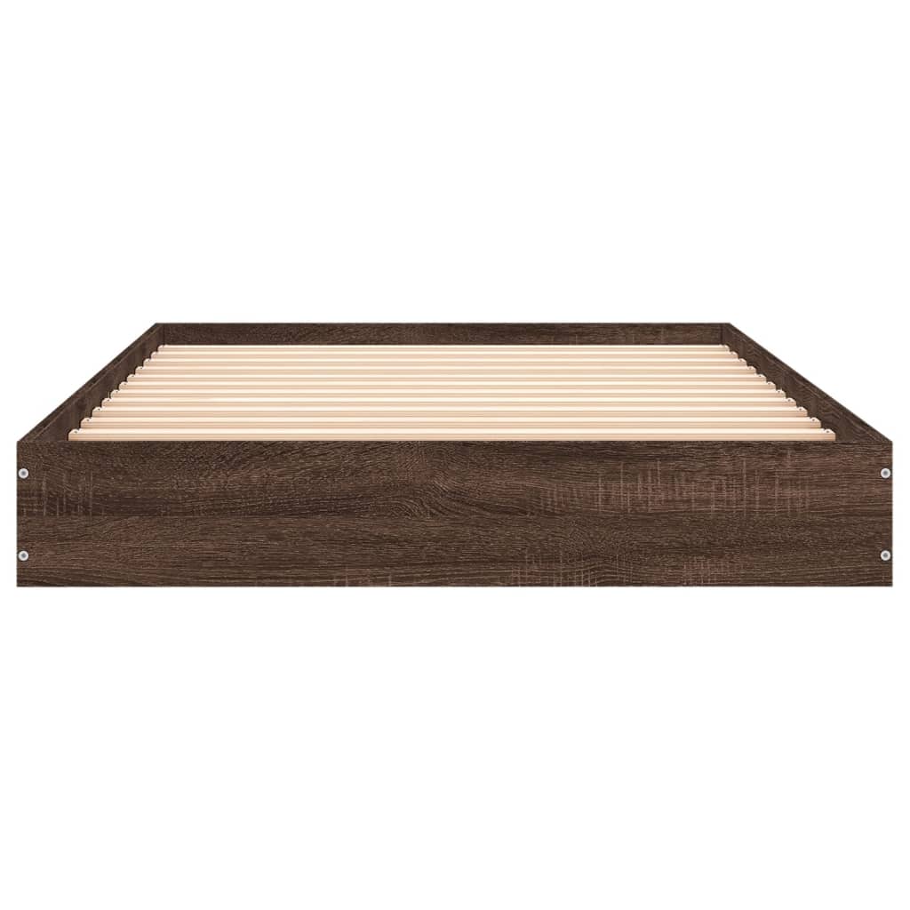 Bed frame without mattress brown oak 100x200 cm wood material