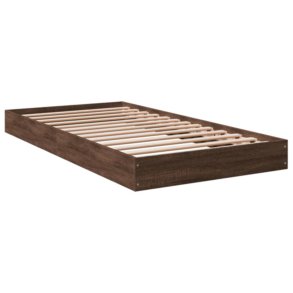 Bed frame without mattress brown oak 100x200 cm wood material