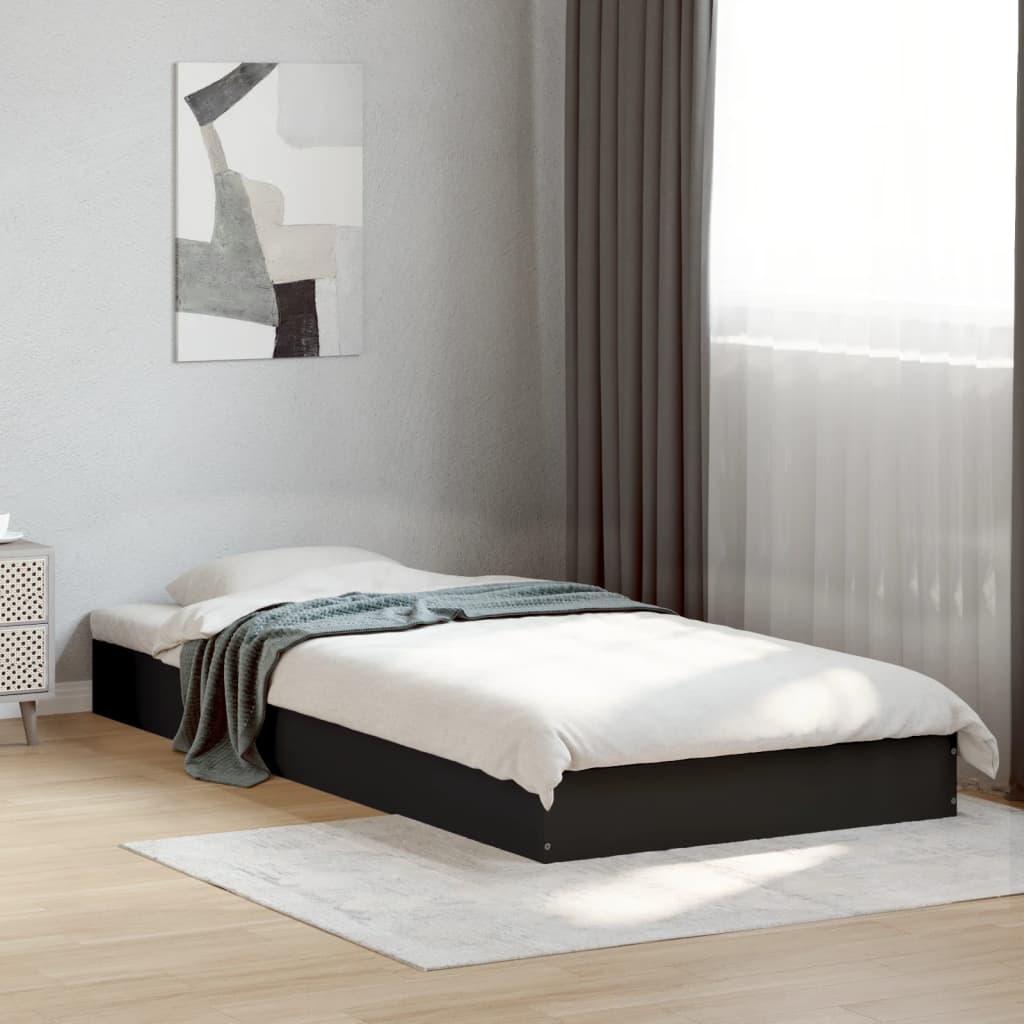 Bed frame black 90x200 cm wood material