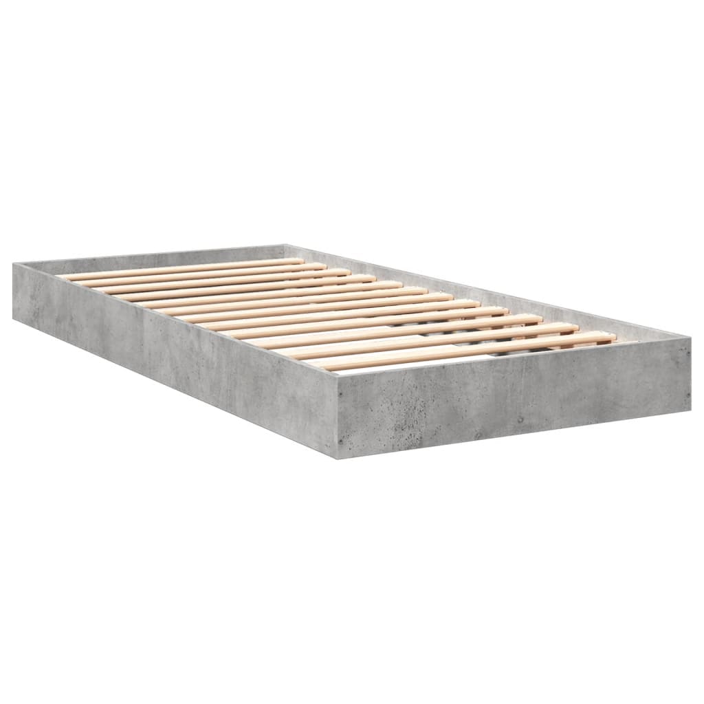 Bed frame concrete grey 90x200 cm wood material