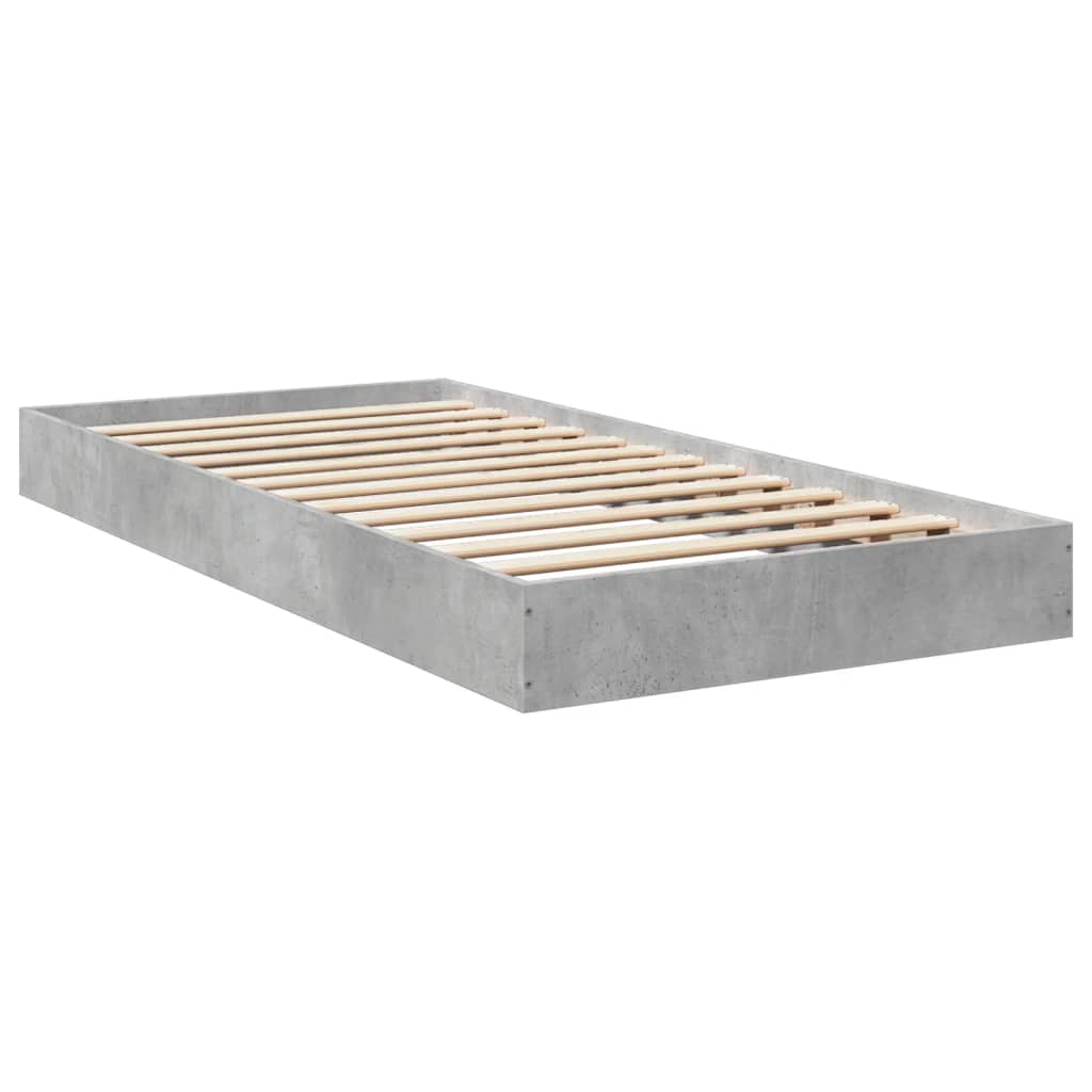 Bed frame concrete grey 90x200 cm wood material