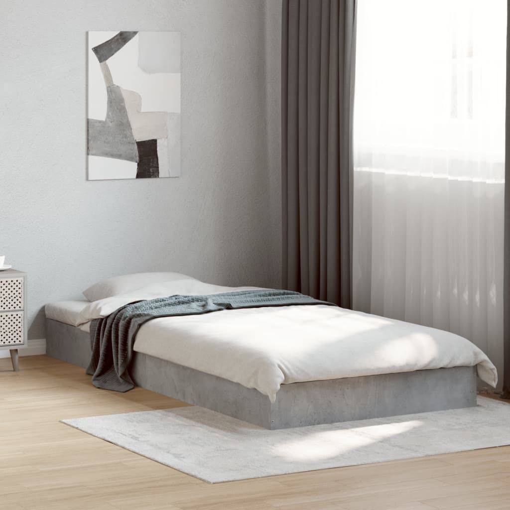 Bed frame concrete grey 90x200 cm wood material