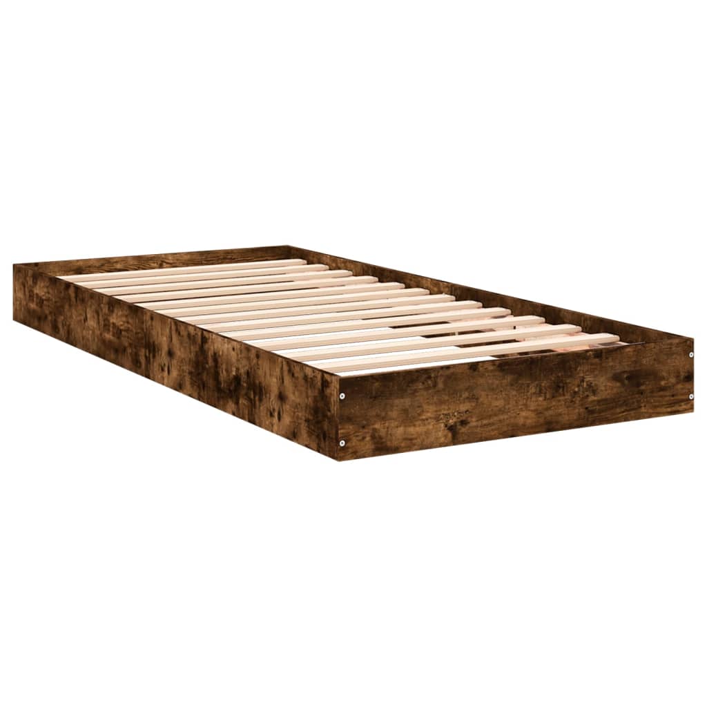 Bed frame without mattress smoked oak 90x200 cm wood material