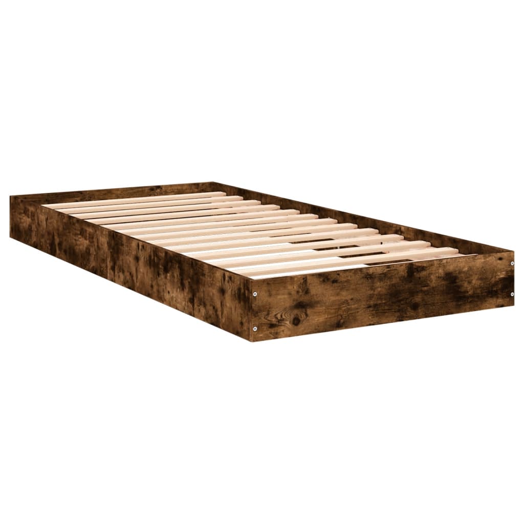 Bed frame without mattress smoked oak 90x200 cm wood material