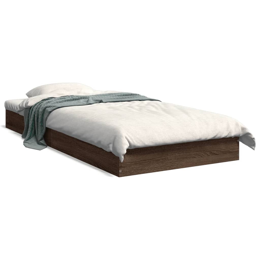 Bed frame without mattress brown oak 90x200 cm wood material