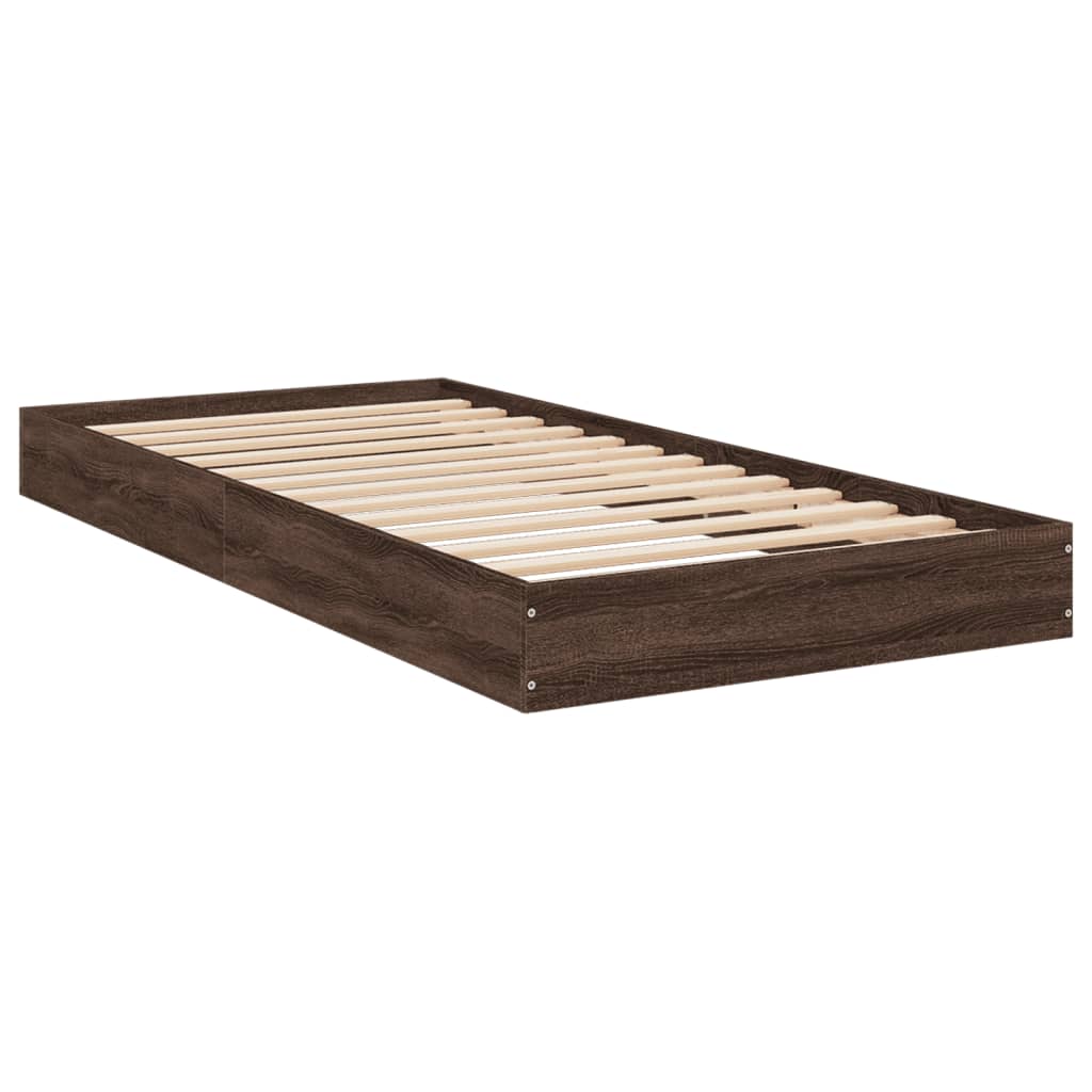 Bed frame without mattress brown oak 90x200 cm wood material