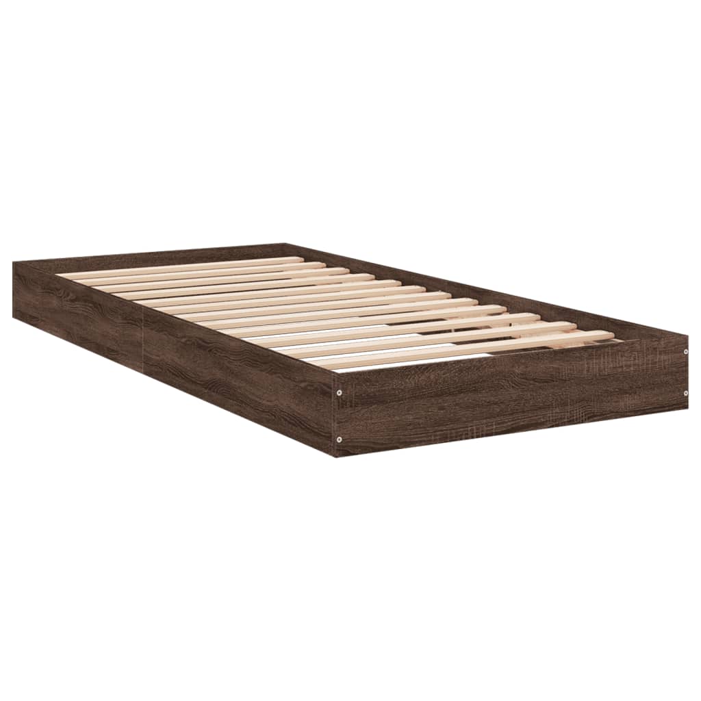 Bed frame without mattress brown oak 90x200 cm wood material