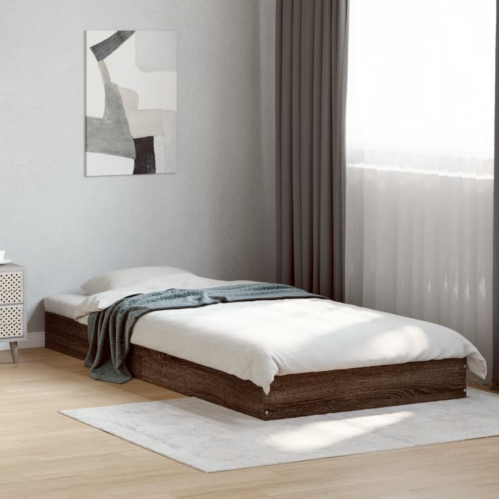 Bed frame without mattress brown oak 90x200 cm wood material