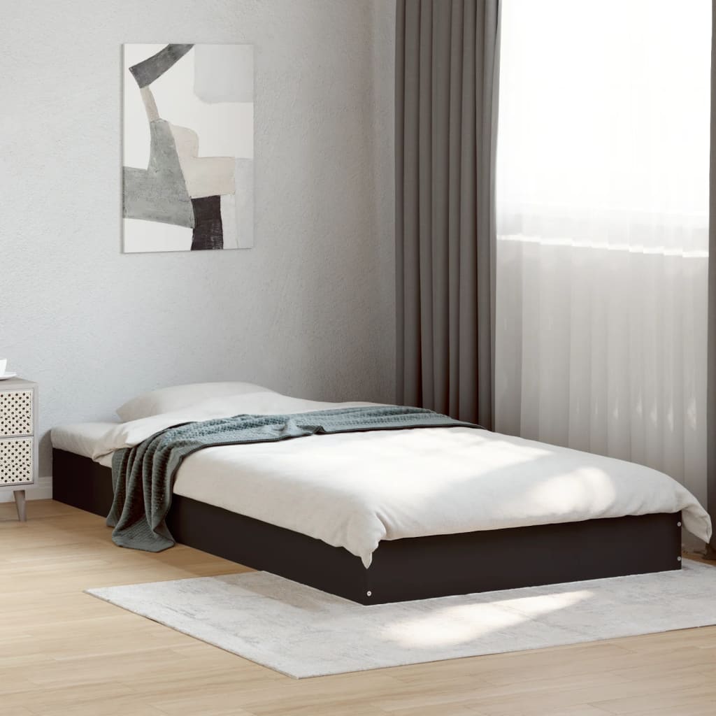 Bed frame black 90x190 cm wood material