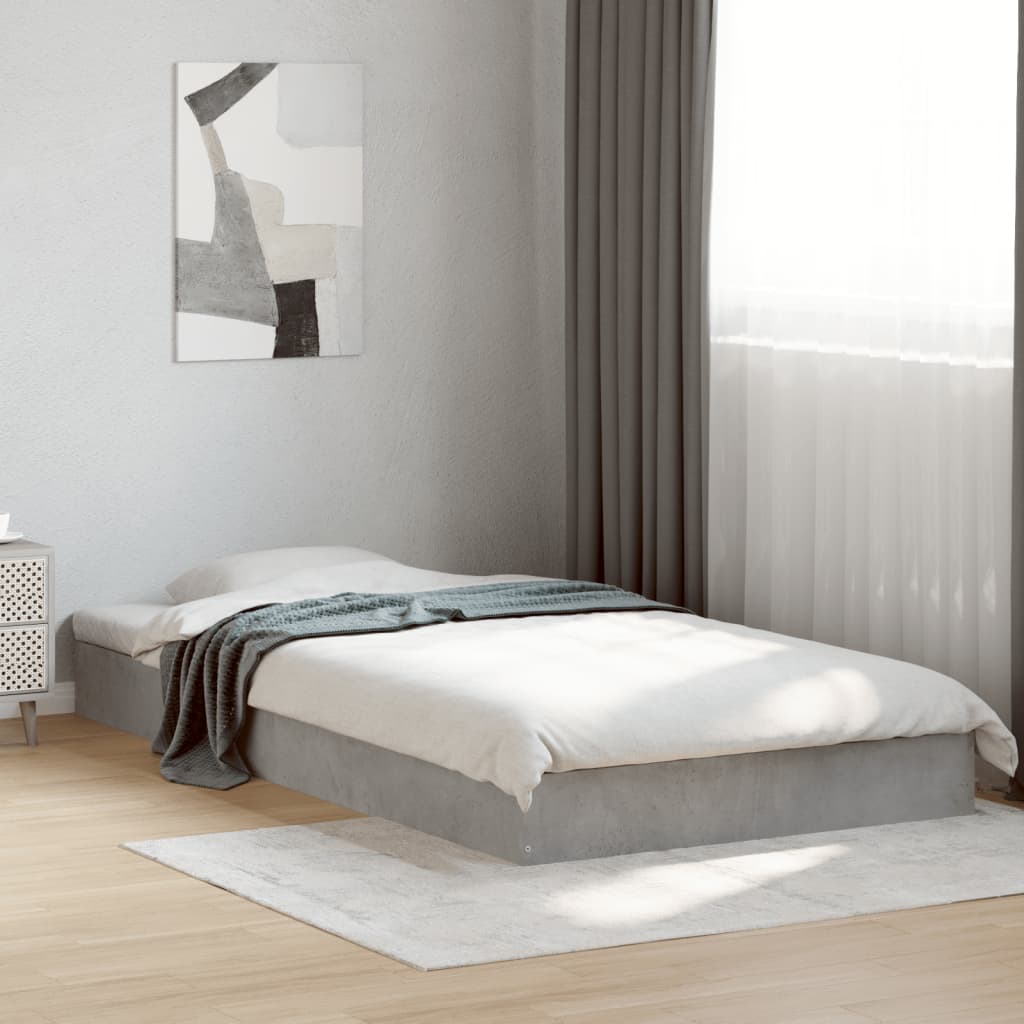 Bed frame concrete grey 90x190 cm wood material