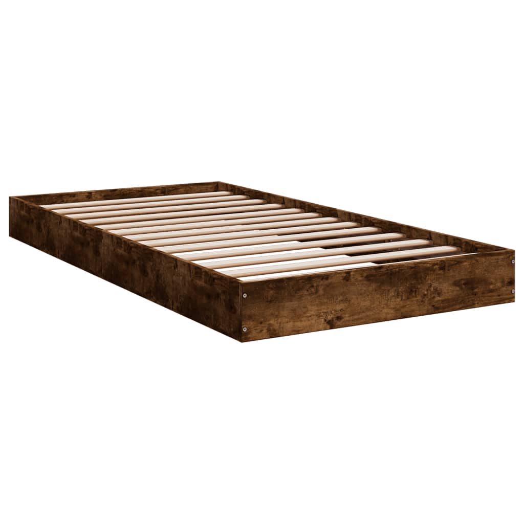 Bed frame without mattress smoked oak 90x190 cm wood material