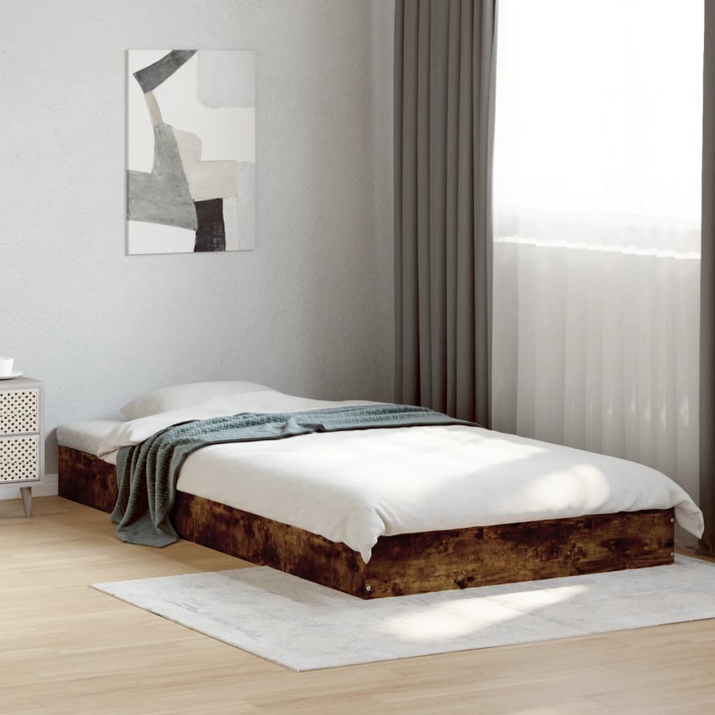 Bed frame without mattress smoked oak 90x190 cm wood material