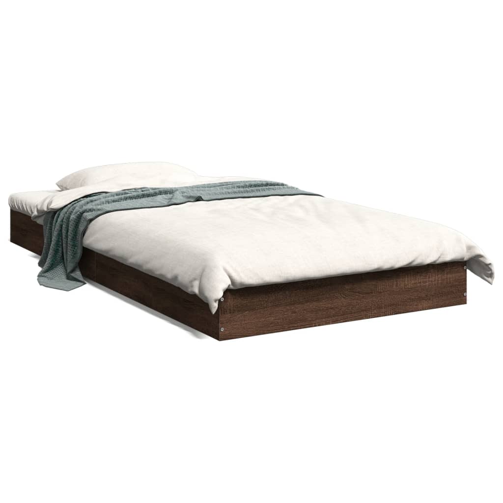 Bed frame without mattress brown oak 90x190 cm wood material