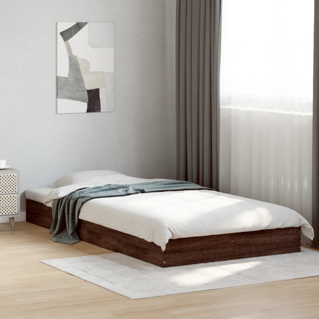 Bed frame without mattress brown oak 90x190 cm wood material