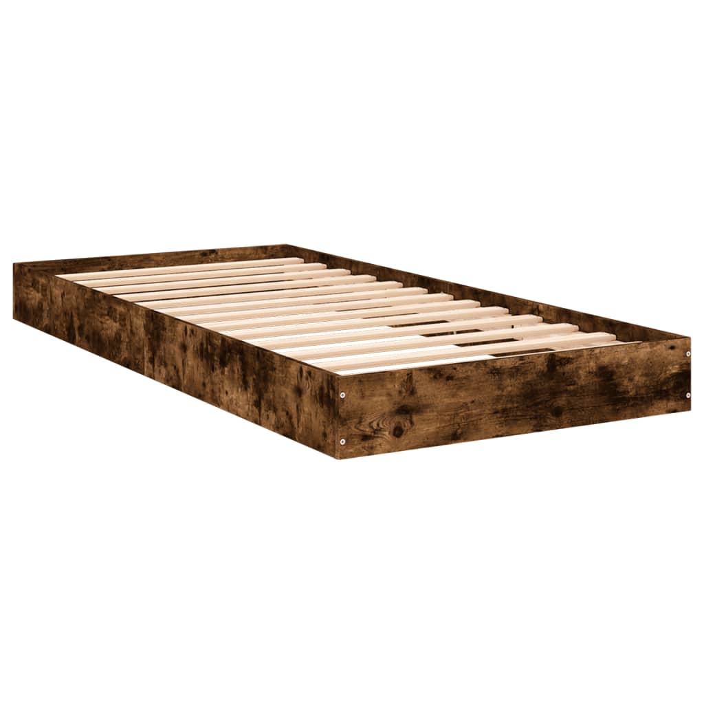 Bed frame without mattress smoked oak 75x190 cm wood material