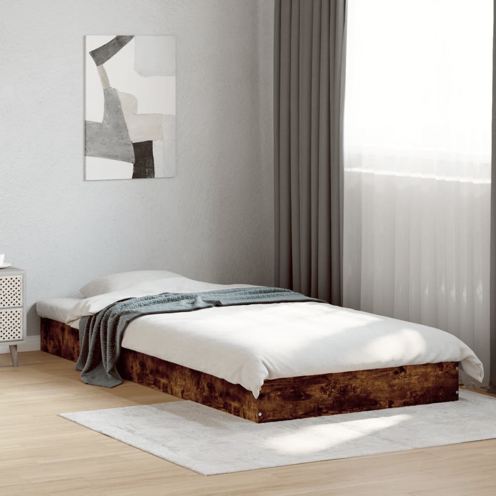 Bed frame without mattress smoked oak 75x190 cm wood material