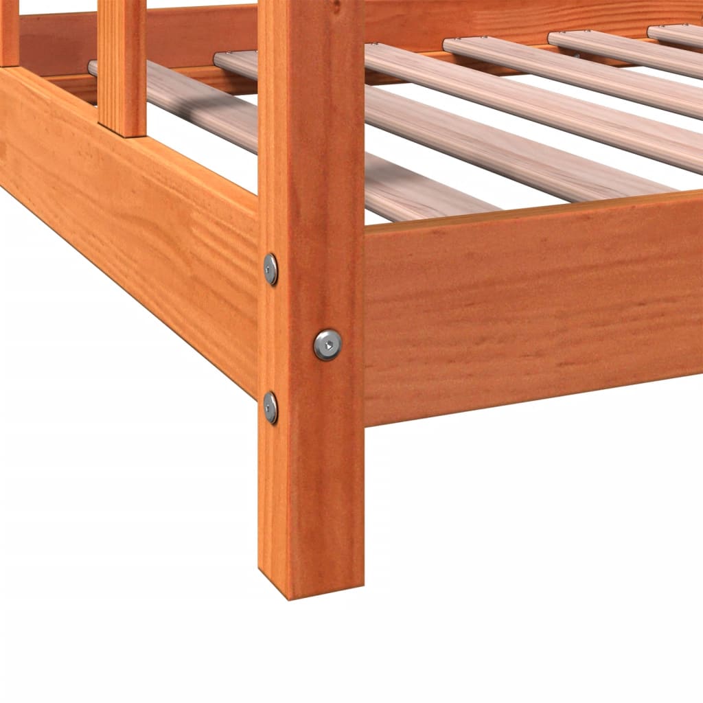 Children's bed wax brown 90x190 cm solid pine wood