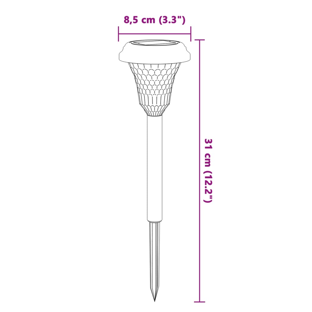 Solar Path Lighting with Ground Spikes 12 Pcs. White