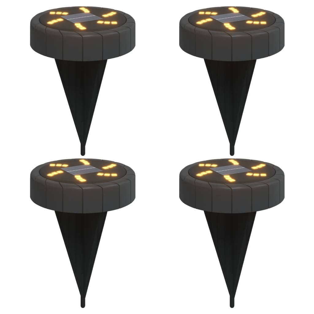 Solar floor lights with ground spike 4 pieces warm white