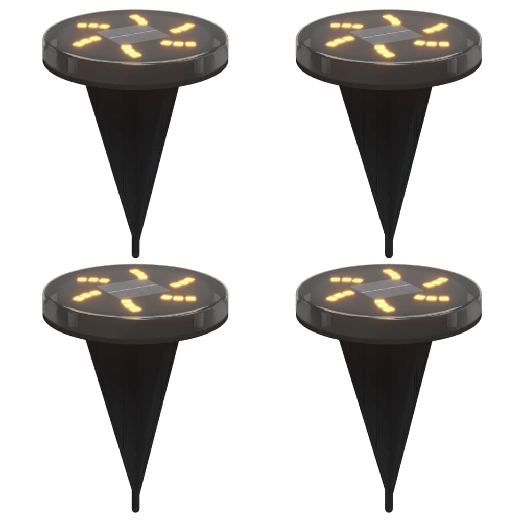 Solar floor lights with ground spike 4 pieces warm white