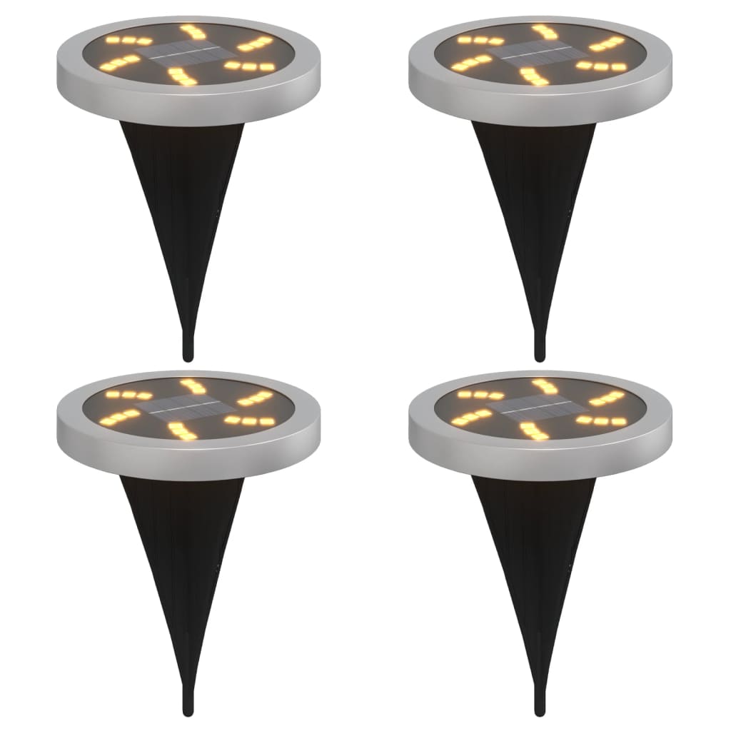 Solar floor lights with ground spike 4 pieces warm white