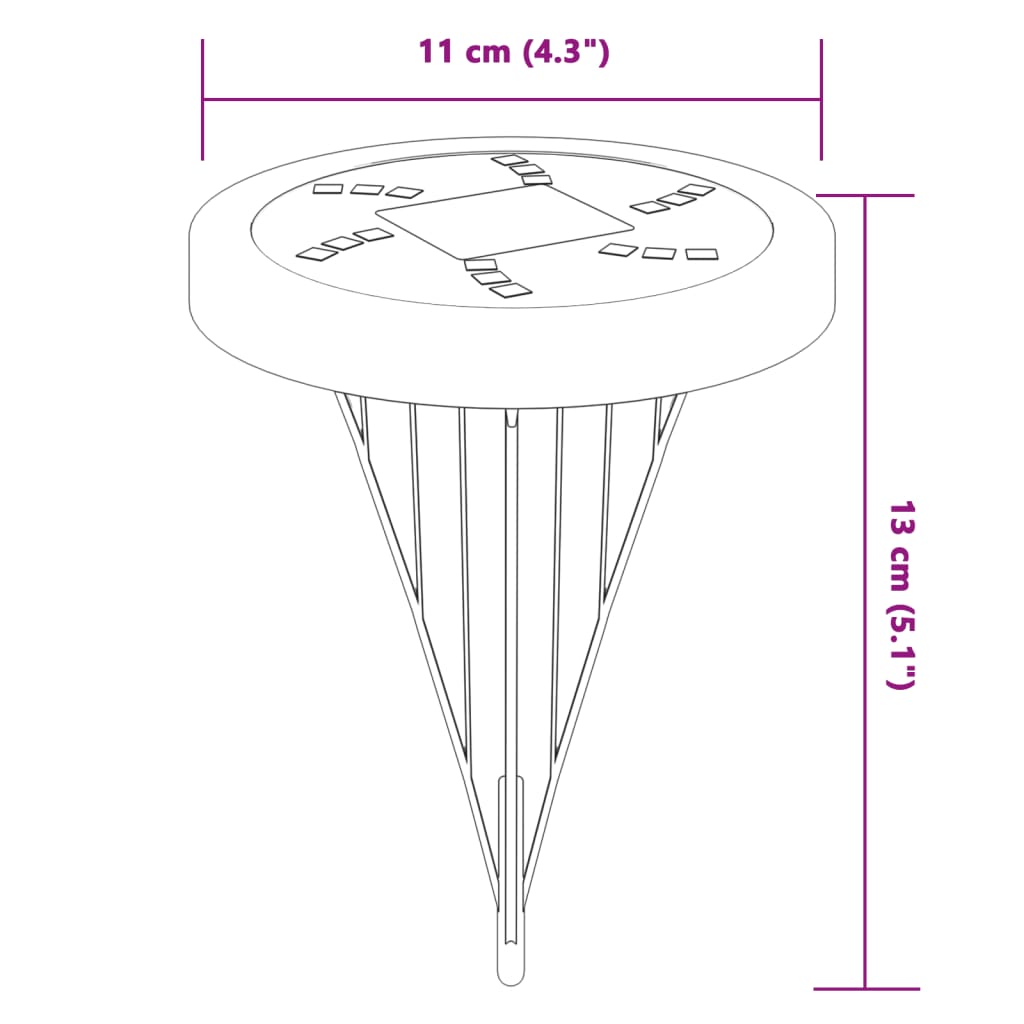 Solar floor lights with ground spike 4 pieces warm white