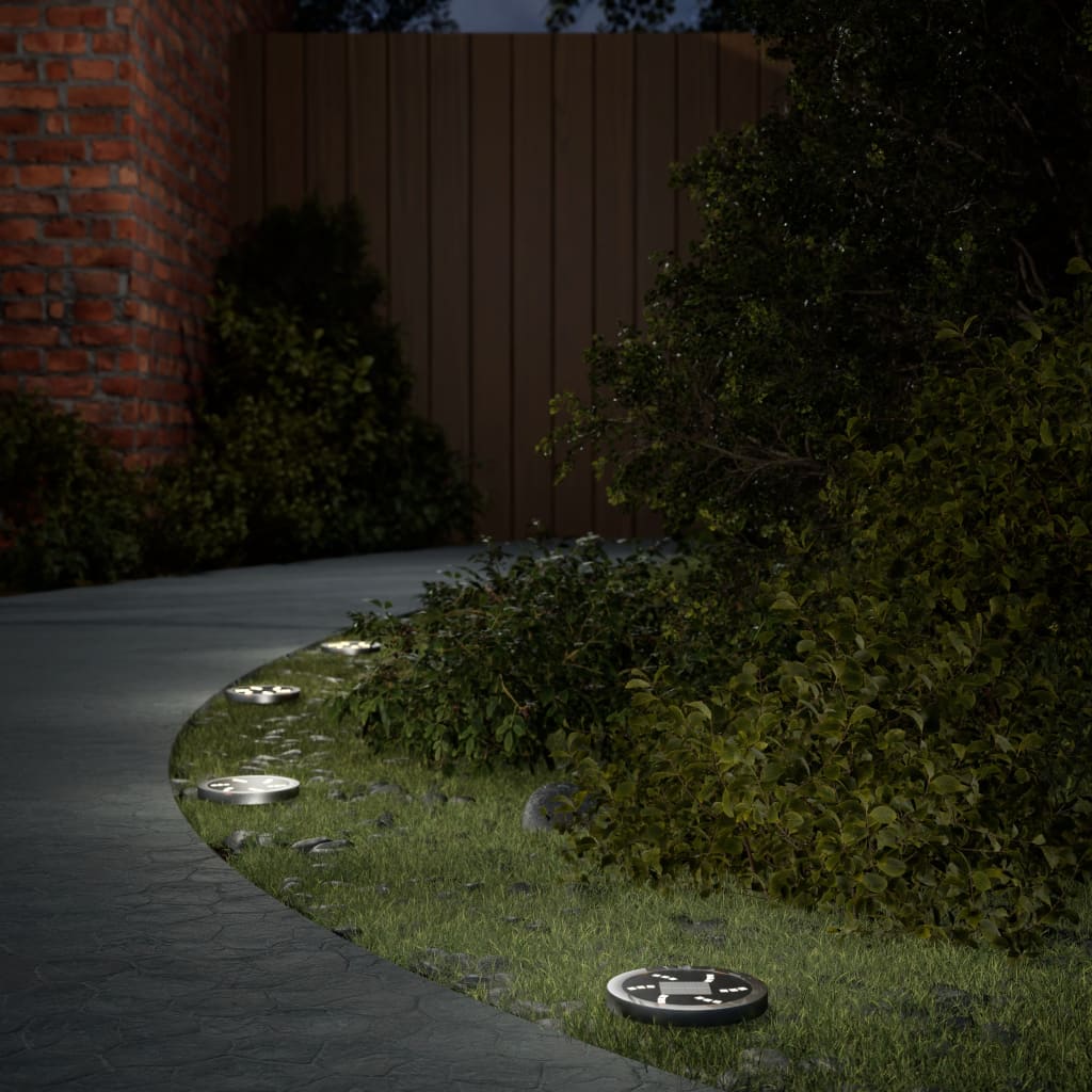 Solar floor lights with ground spike 4 pieces warm white