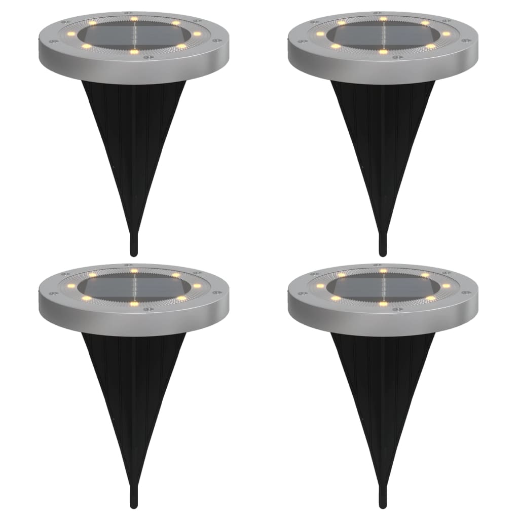 Solar floor lights with ground spike 4 pieces warm white