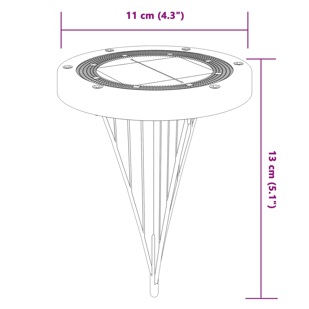 Solar floor lights with ground spike 4 pieces warm white