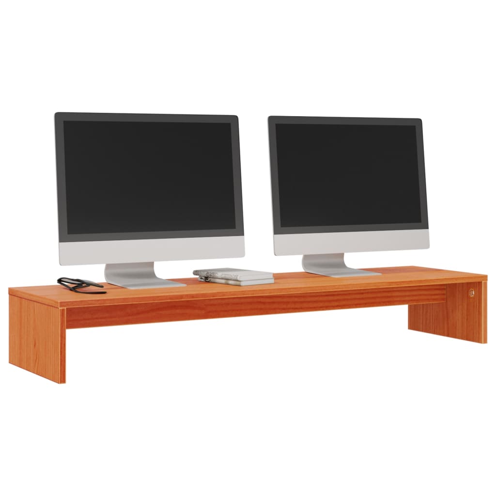 Monitor stand wax brown 100x27x15 cm solid pine wood